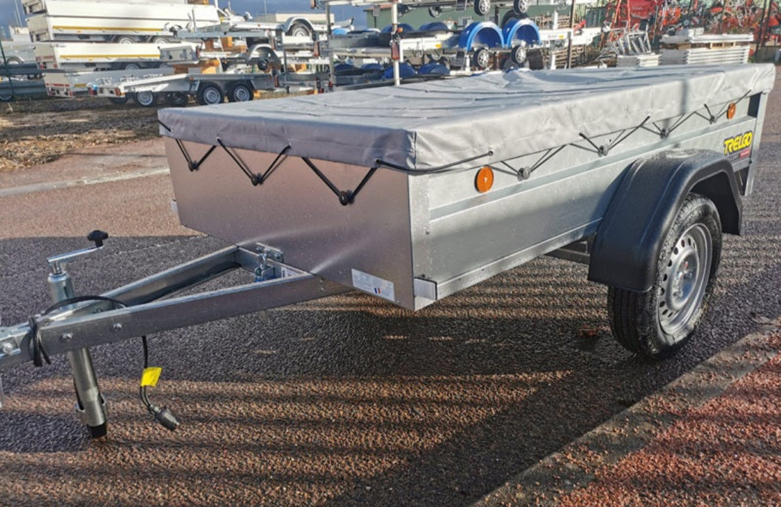 Remorque à bagages TRELGO avec roue jockey et bâche plate
