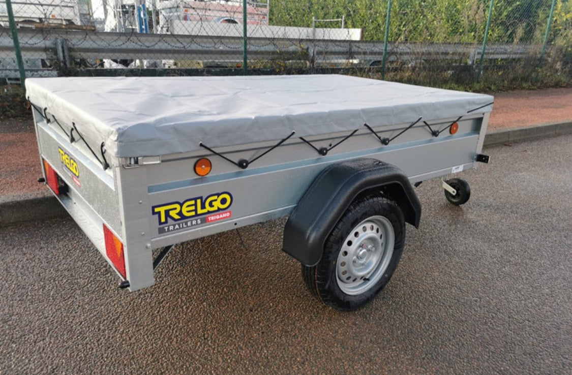 Remorque à bagages TRELGO avec roue jockey et bâche plate