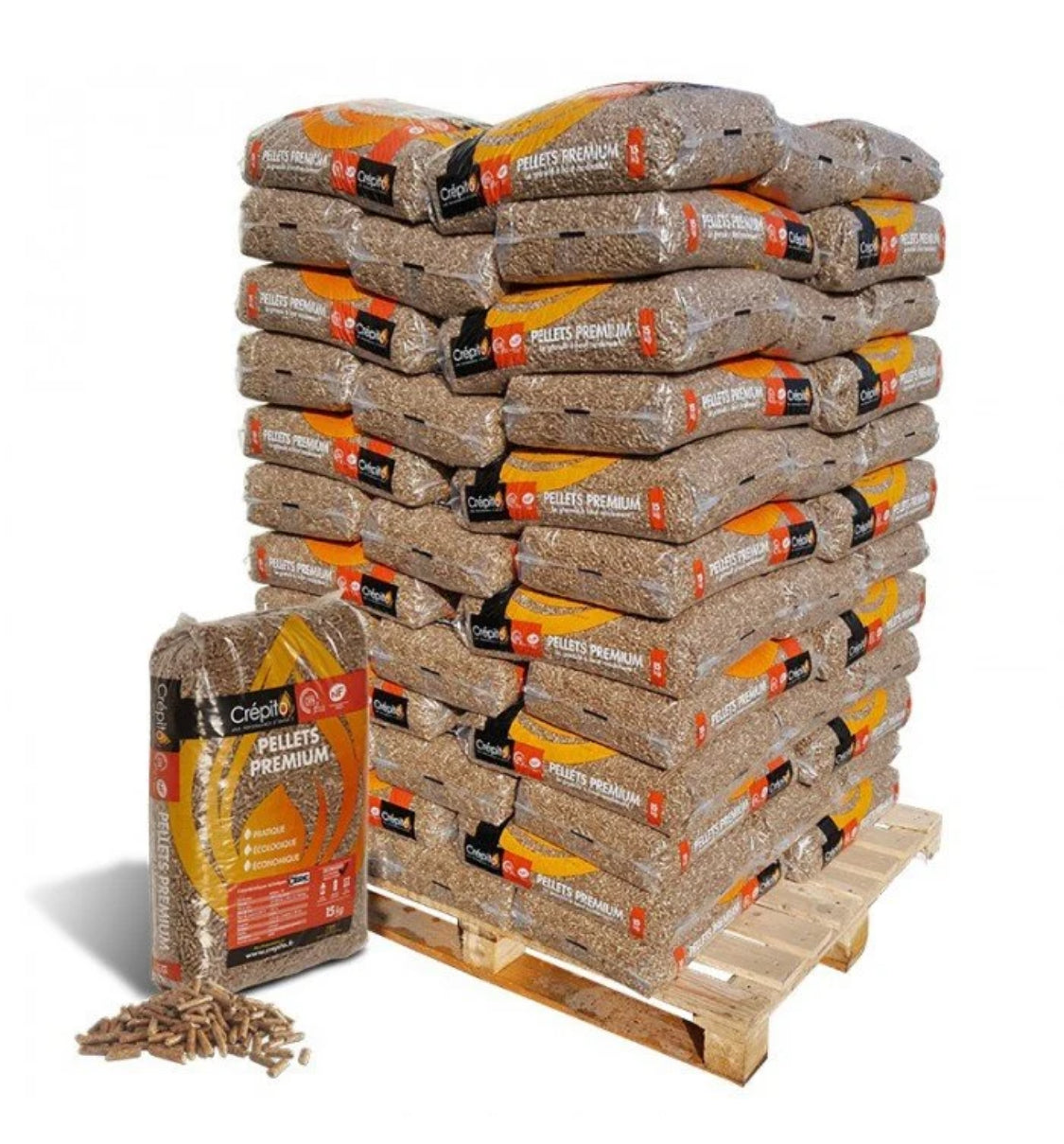 Granulés de bois Crépito – Palette 72 sacs de 15 kg