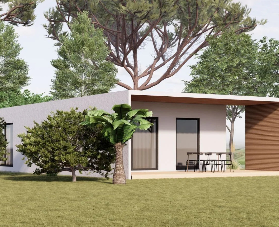 Maison modulaire clé en main de 67 m², architecture espagnole